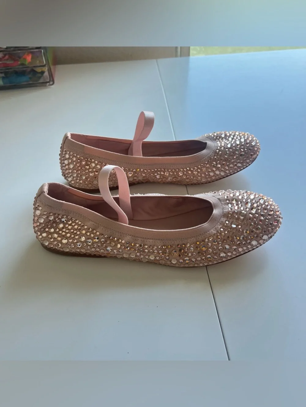 Kate Spade Violette Mary Jane Ballet Flats Rhinestones Mochi Pink Size 7.5 NWOT